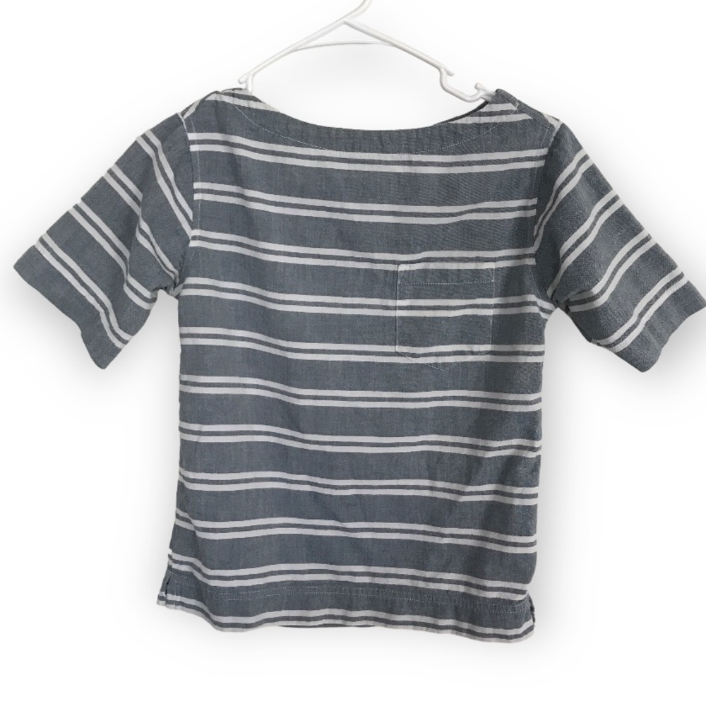 Madewell blue white stripe short sleeve blouse